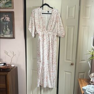 SHEIN White and Pink Maxi Dress